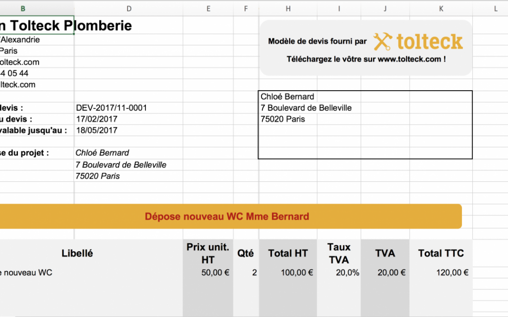 Télécharger votre modèle de devis du bâtiment gratuit  Tolteck