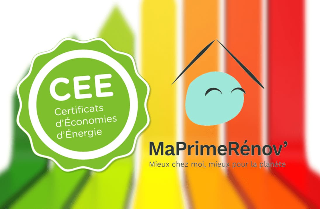logo CEE Certificats d'Économies d'Énergie et logo de MaPrimeRénov